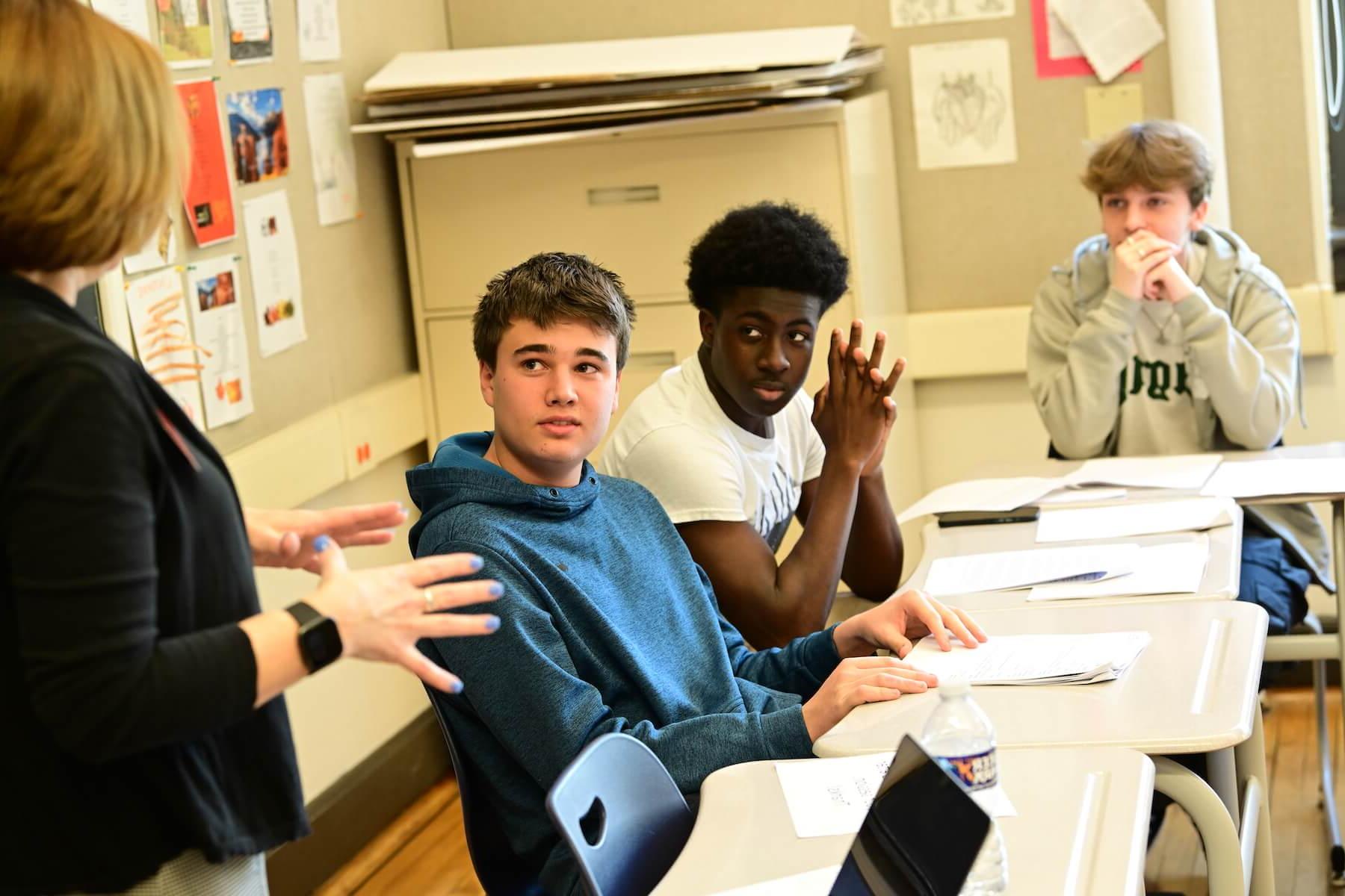Ethical Culture Fieldston School Upper School students sitting in classroom during the College Symposium